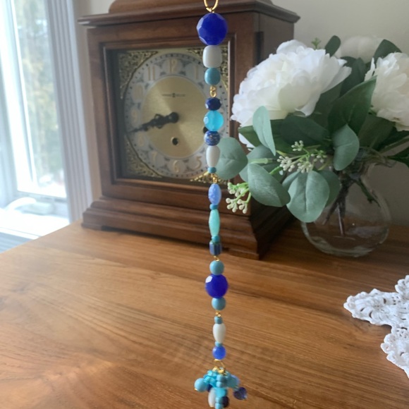 Blue Beaded Bag Charm Keychain - Picture 5 of 8